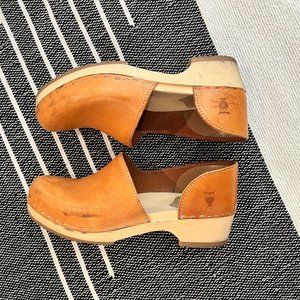 Sandgrens Brett Clog Low Heel Nude Leather Size 40